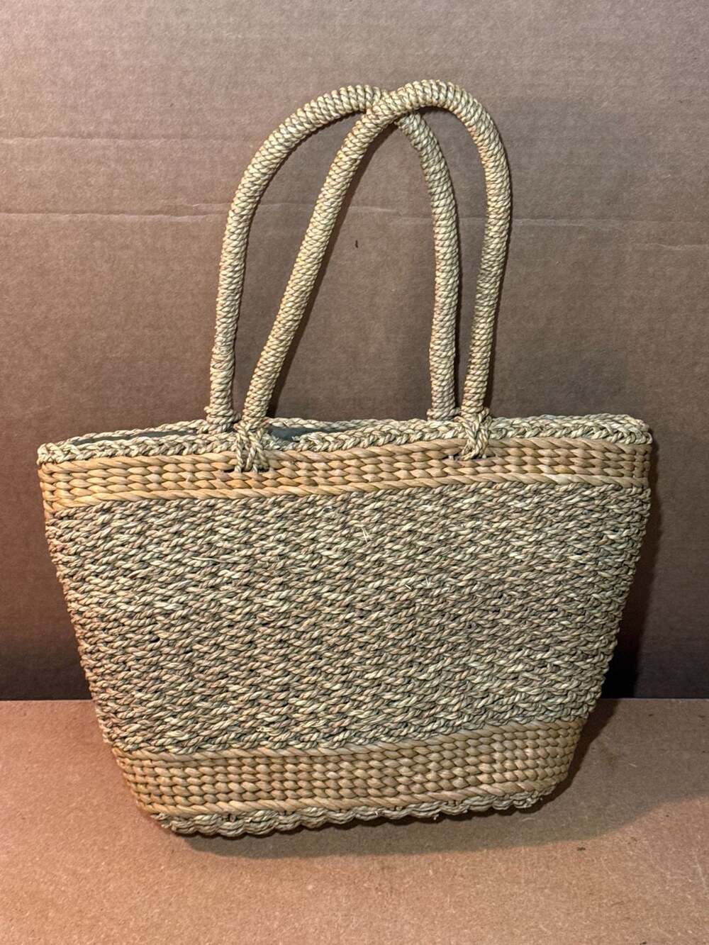 Unbranded Straw Beach Tote Bag Natural Woven Basket Purse
